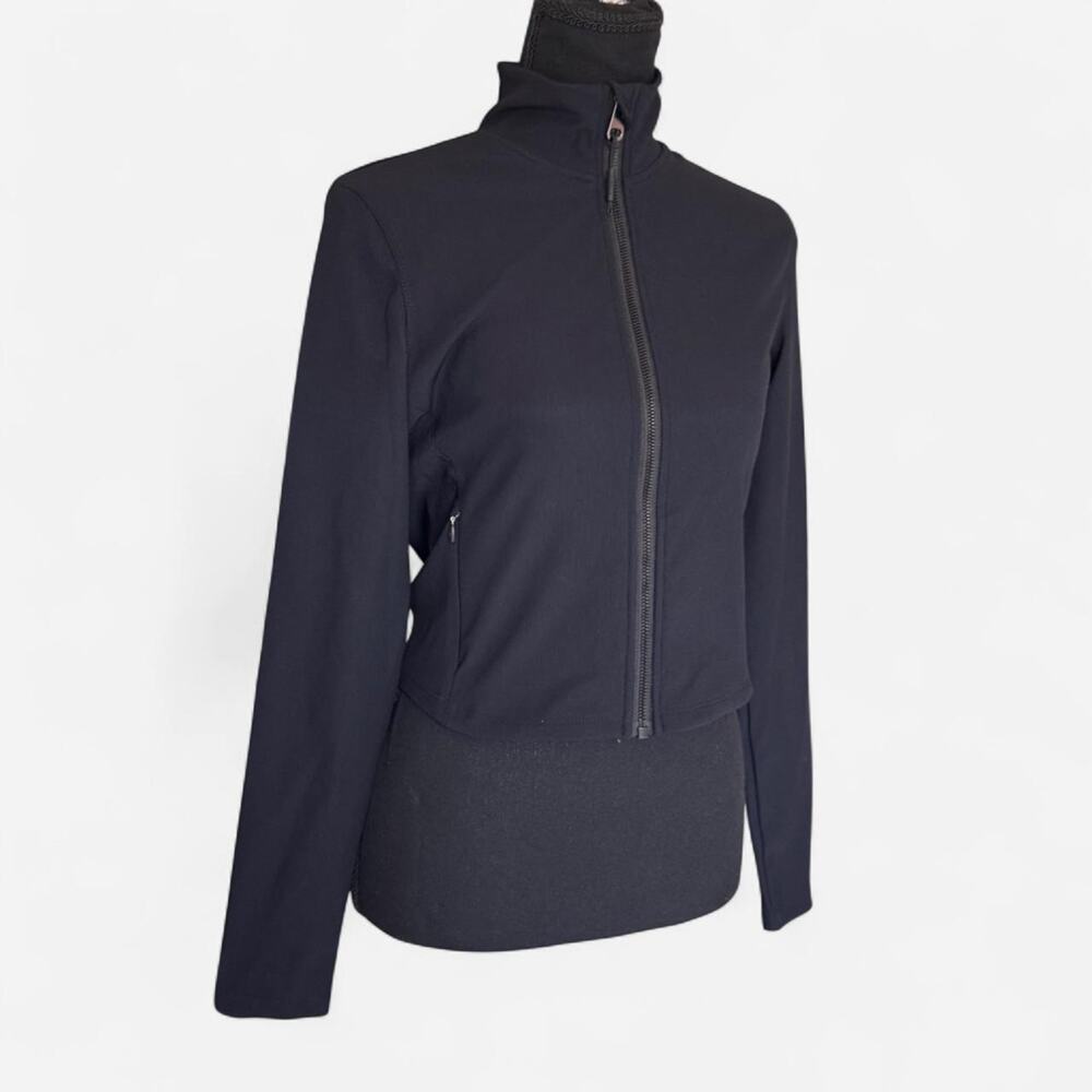 kyodan Black ottoman jacket cropped performance sz M full zip mock neck athletic